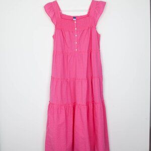 Old Navy‎ Womens Smocked Tiered Midi Dress Size L Stretch Cottagecore Peasant